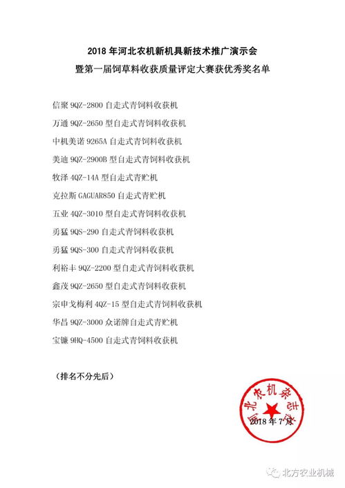 2018年河北农机新机具新技术推广演示会暨第一届饲草料收获质量评定大赛圆满落幕